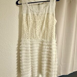 RACHEL Rachel Roy Textured Lace Mini Dress - Cream